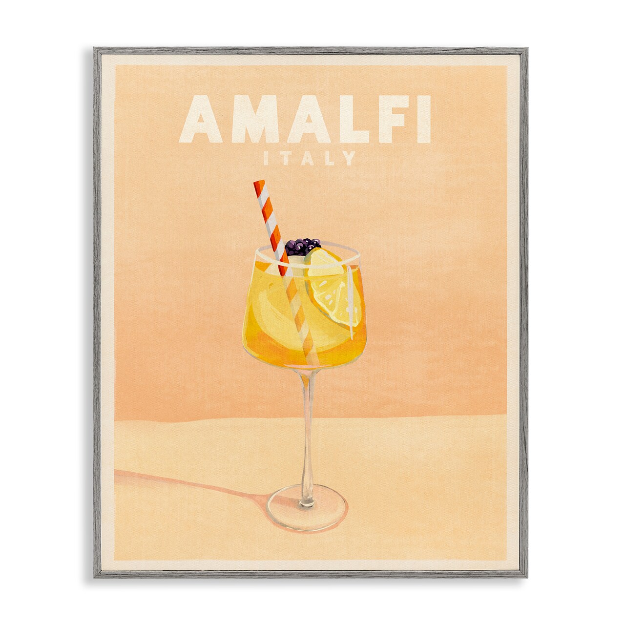 Stupell Industries Amalfi Italy with Cocktail Framed Giclee Wall Art Design by The Whiskey Ginger